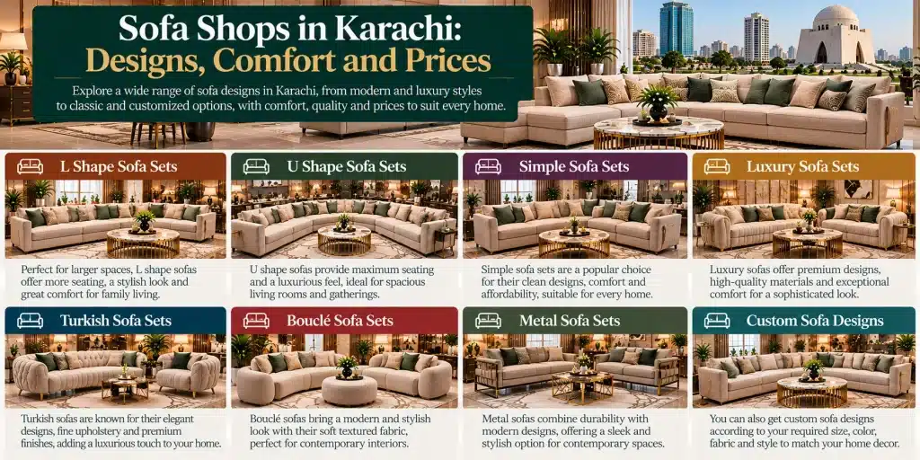 Sofa Shops in Karachi: Designs, Comfort and Prices